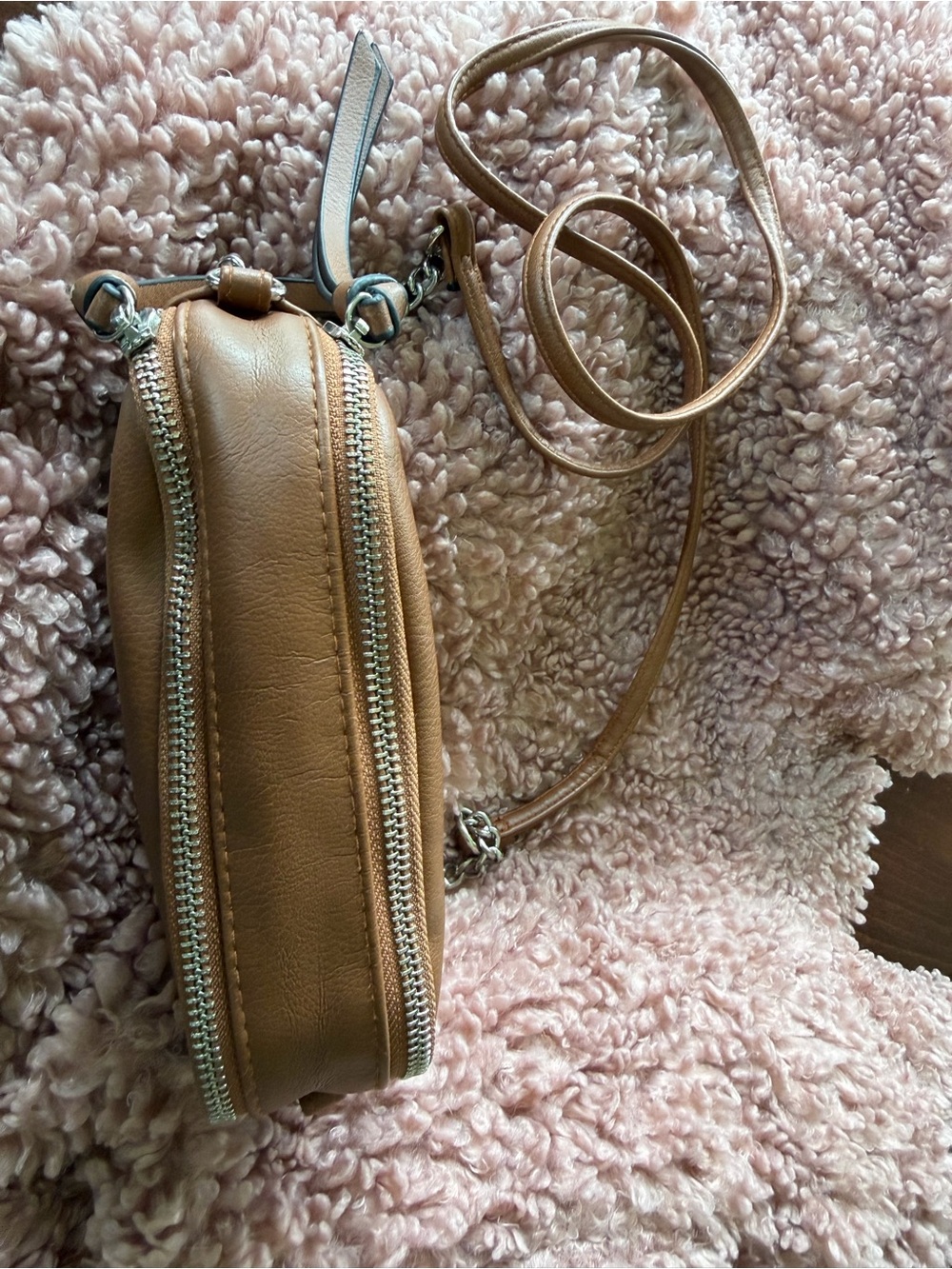 wild fable Tan Crossbody Bag with Dual Zips